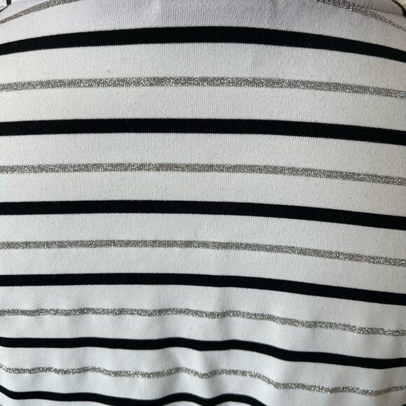 Chico's Zenergy Golf Top Women Size 3 XL 16/18 White Black Silver Stripe Stretch - Picture 9 of 9